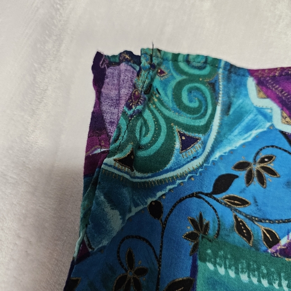 Abstract 90's Teal Purple Large Vintage Multicolor Top Shouler Pads Boxy Cropped - Picture 8 of 8